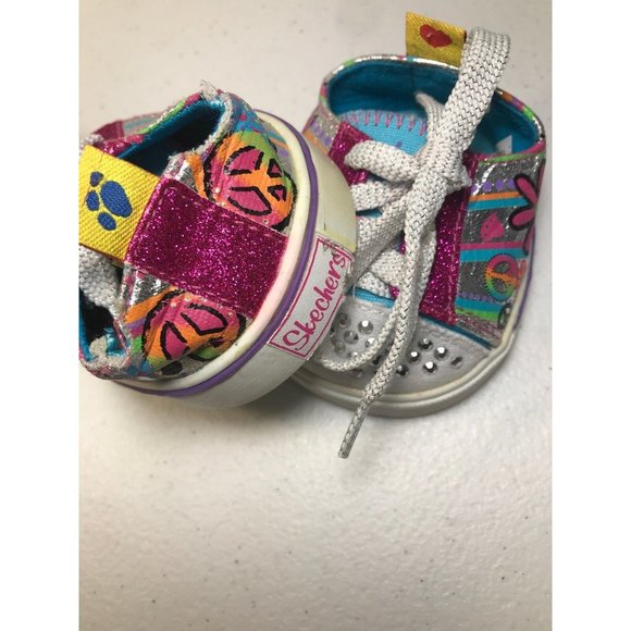 Build A Bear Workshop Twinkle Toes Skechers Shoes Light Pink Sparkly Laces Lot 2 - Picture 5 of 11